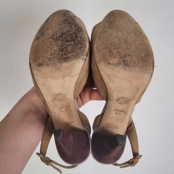 Bally Tan Suede Open Toe High Heeled Sandals Size 8 - Picture 7 of 7
